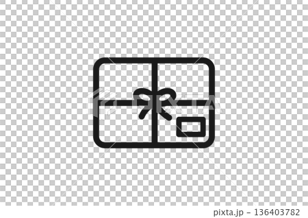 帶有絲帶的包裹遞送圖標（線條畫）。 136403782