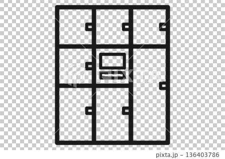 Apartment building shared large delivery locker line icon Apartment building shared large delivery locker line icon 136403786