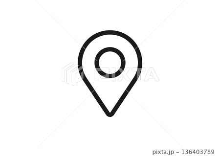 地図の位置ピンと目印の線画アイコン 136403789