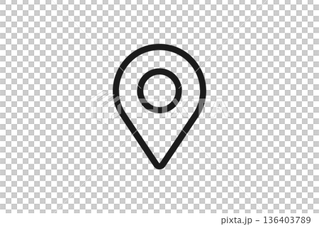 地図の位置ピンと目印の線画アイコン 136403789