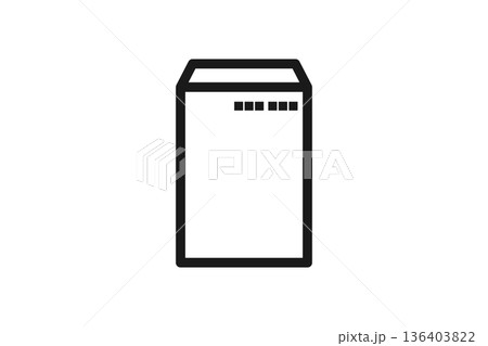 郵便番号枠付き開封済み書類封筒アイコン 136403822