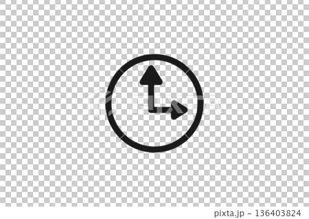 Line drawing icon of a clock showing time and hour Line drawing icon of a clock showing time and hour 136403824