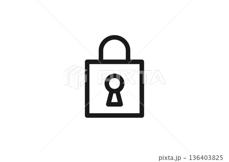 鍵穴付き南京錠の線画セキュリティアイコン 136403825
