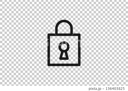 鍵穴付き南京錠の線画セキュリティアイコン 136403825