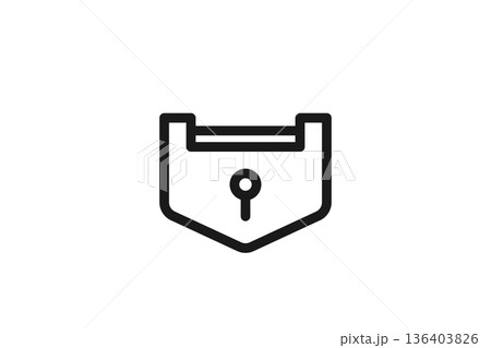 ロック付きケースの線画鍵アイコン 136403826