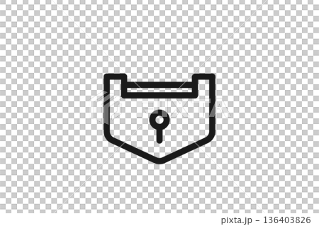 ロック付きケースの線画鍵アイコン 136403826