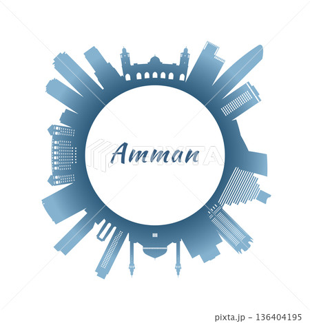 Amman skyline with colorful buildings. 136404195