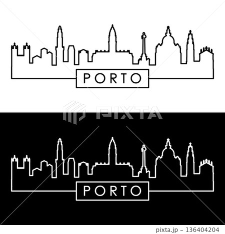 Porto skyline. Linear style. Porto skyline. Linear style. 136404204