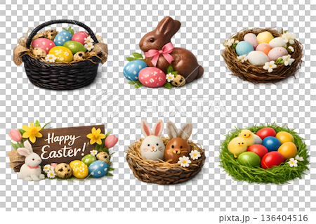 巧克力兔子和復活節彩蛋裝飾套裝 136404516