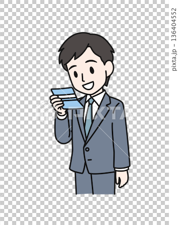 一位商人正在查看銀行帳簿的插圖素材 136404552