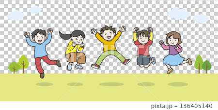 孩子們在戶外跳躍 孩子們在戶外跳躍 136405140
