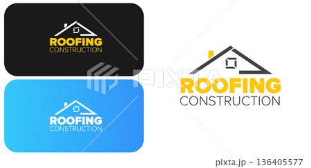 Roofing construction logo set with yellow house roof silhouettes, professional branding identity. Modern roofing construction logo collection featuring stylized yellow roof peaks and bold typography Roofing construction logo set with yellow house roof silhouettes, professional branding identity. Modern roofing construction logo collection featuring stylized yellow roof peaks and bold typography 136405577