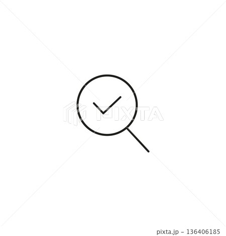 Search line icon isolated on white background. Check mark sign. Approve line symbol. 136406185