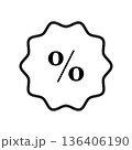 Discount, percentage icon symbol on white background 136406190
