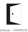 Door frame icon. Entrance symbol. Flat vector logotype element. Door way pictogram. 136406192
