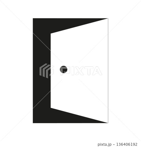 Door frame icon. Entrance symbol. Flat vector logotype element. Door way pictogram. 136406192