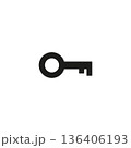 Key icon in trendy flat style isolated on background. Key icon page symbol for your web site design Key icon logo, app, UI. Key icon Vector illustration, EPS10. 136406193