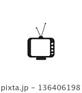 Retro TV icon in flat style, black and white retro TV icon, Vector illustration of Retro TV icon for you design. 136406198