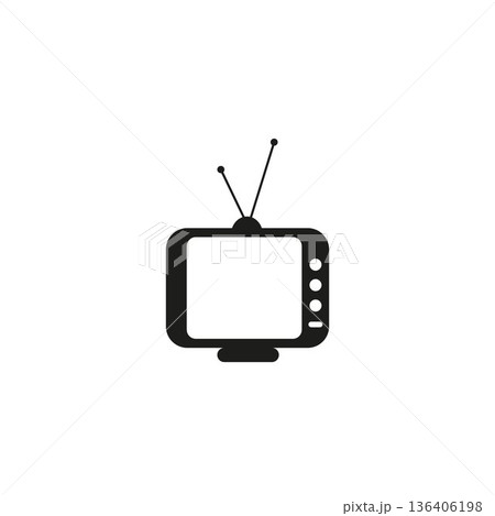 Retro TV icon in flat style, black and white retro TV icon, Vector illustration of Retro TV icon for you design. 136406198