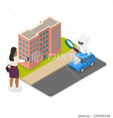 3D Isometric Flat Vector Illustration of Robotic Vehicle, Set Of Abstract Concept of Autonomous Car. Item 1 3D Isometric Flat Vector Illustration of Robotic Vehicle, Set Of Abstract Concept of Autonomous Car. Item 1 136406346