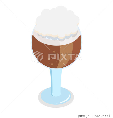 3D Isometric Flat Vector Illustration of Types Of Beer, Beverages in Recommended Glasses. Item 9 136406371