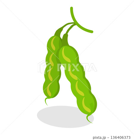 3D Isometric Flat Vector Set of Protein Food, Fresh Soybeans Straight From Nature. Item 4 136406373