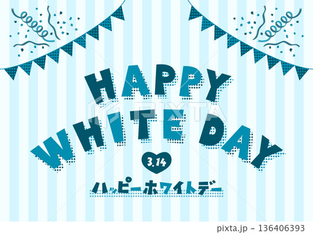 三角旗とレトロな文字のホワイトデーイラスト 136406393