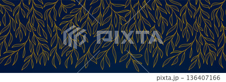 Hand-Drawn Willow Branches with Golden Leaves Line Art, Elegant Botanical Background, Seamless Pattern, Organic Design in a Vector Illustration Hand-Drawn Willow Branches with Golden Leaves Line Art, Elegant Botanical Background, Seamless Pattern, Organic Design in a Vector Illustration 136407166