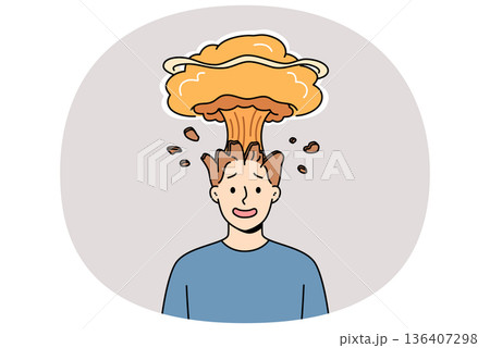 Man feels explosion in head due to brain overload with data and lack of information hygiene 136407298