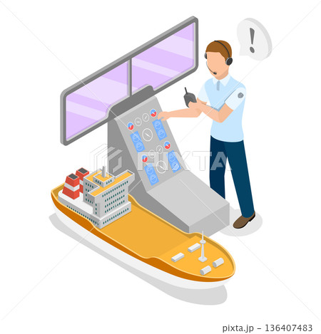 3D Isometric Flat Illustration of Marine Transportation and Logistics. Item 2 3D Isometric Flat Illustration of Marine Transportation and Logistics. Item 2 136407483
