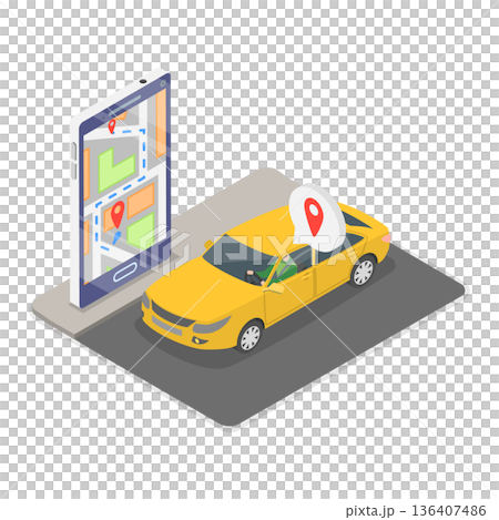 3D Isometric Flat Illustration of Renting a Car Using a Mobile Application. Item 2 3D Isometric Flat Illustration of Renting a Car Using a Mobile Application. Item 2 136407486