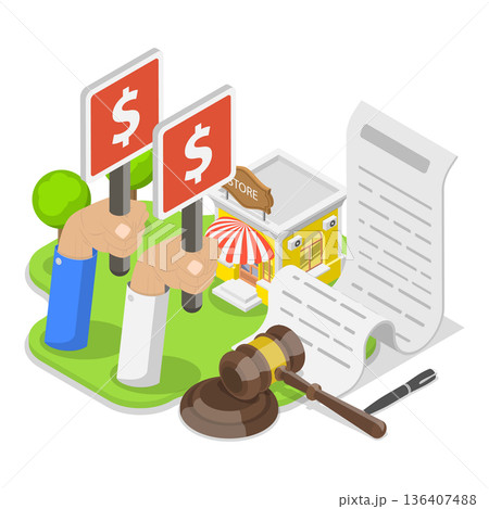 3D Isometric Flat  Illustration of Finance Calculation. Item 3 136407488
