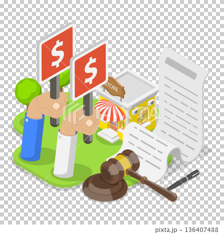 3D Isometric Flat  Illustration of Finance Calculation. Item 3 136407488