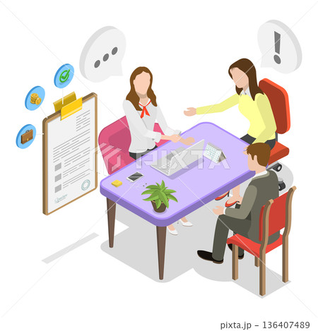 3D Isometric Flat  Illustration of Finance Calculation. Item 2 136407489