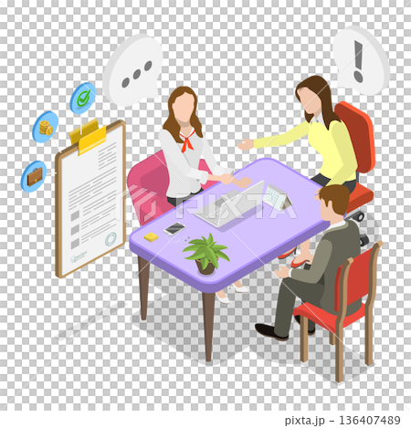 3D Isometric Flat  Illustration of Finance Calculation. Item 2 136407489