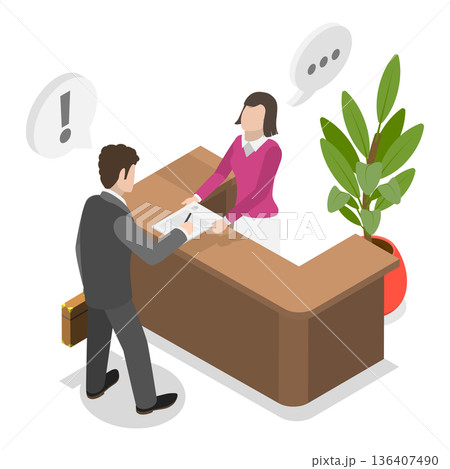 3D Isometric Flat  Illustration of Finance Calculation. Item 1 136407490