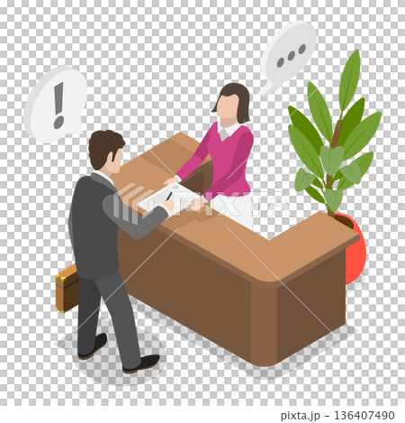 3D Isometric Flat  Illustration of Finance Calculation. Item 1 136407490