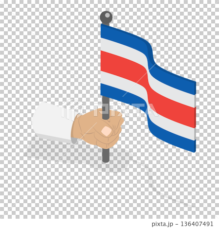 3D Isometric Flat  Illustration of Costa Rica Independence Day. Item 1 136407491