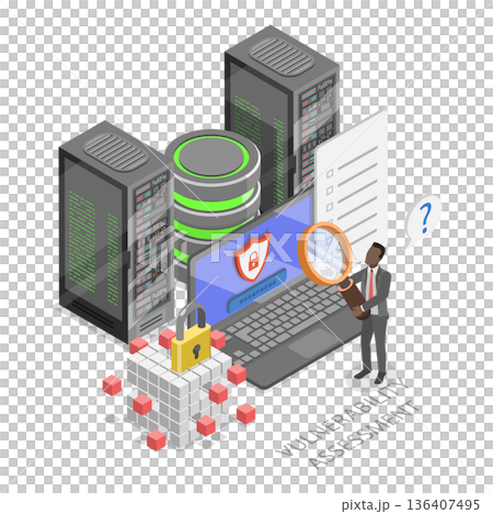 3D Isometric Flat  Illustration of Mulnerability Testing. Item 1 136407495