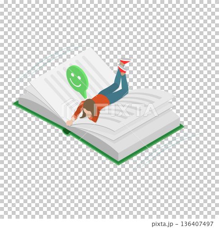 3D Isometric Flat Illustration of Book Reading. Item 1 3D Isometric Flat Illustration of Book Reading. Item 1 136407497