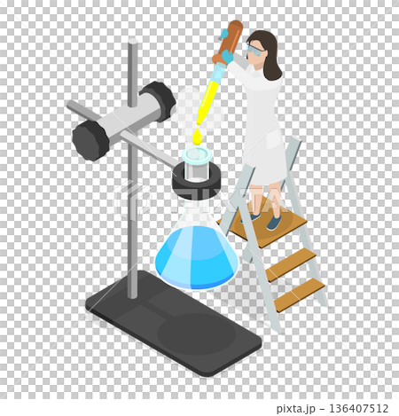 3D Isometric Flat  Illustration of Physics. Item 4 136407512