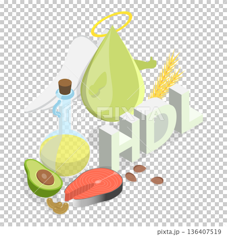 3D Isometric Flat  Illustration of HDL Vs LDL. Item 2 136407519