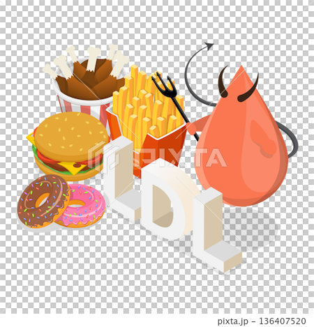 3D Isometric Flat  Illustration of HDL Vs LDL. Item 1 136407520