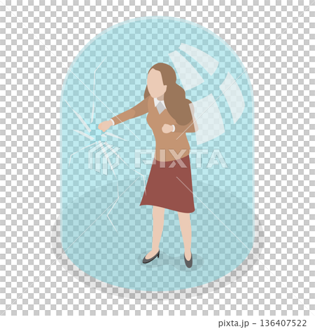 3D Isometric Flat  Illustration of Glass Barriers. Item 2 136407522