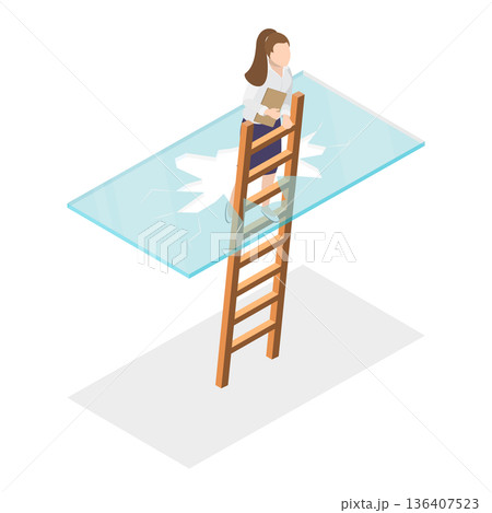 3D Isometric Flat  Illustration of Glass Barriers. Item 1 136407523