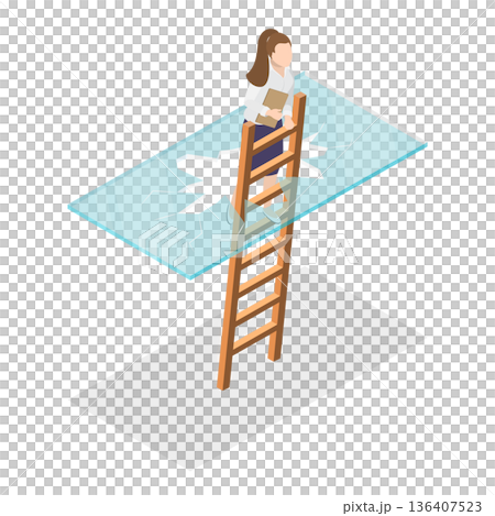3D Isometric Flat  Illustration of Glass Barriers. Item 1 136407523