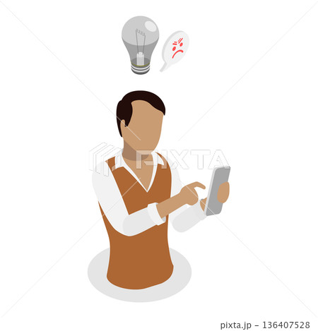 3D Isometric Flat Illustration of Book Vs Phone. Item 2 3D Isometric Flat Illustration of Book Vs Phone. Item 2 136407528