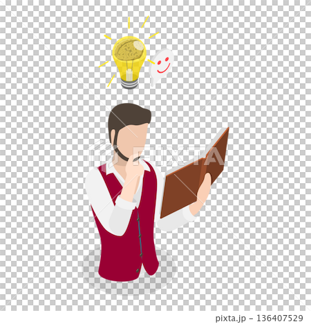 3D Isometric Flat  Illustration of Book Vs Phone. Item 1 136407529