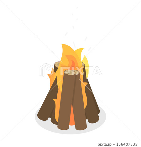 3D Isometric Flat Set of Bonfires. Item 2 3D Isometric Flat Set of Bonfires. Item 2 136407535