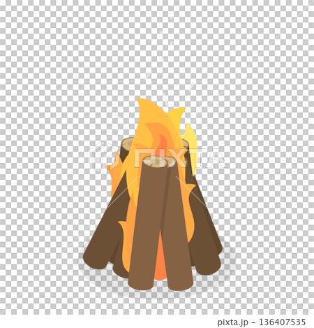 3D Isometric Flat Set of Bonfires. Item 2 3D Isometric Flat Set of Bonfires. Item 2 136407535